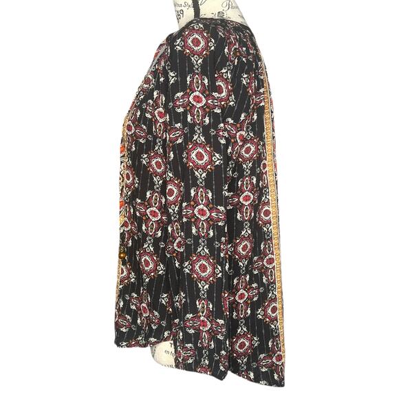 Mason & Belle X-SMALL Black Axelle Tie Front Top - Stitch Fix Boho Bead Detail - Picture 3 of 13